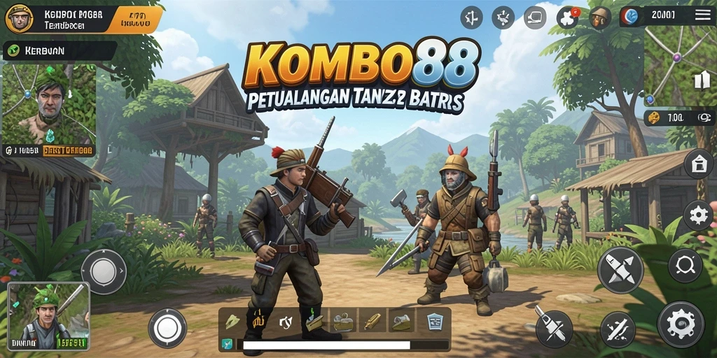Screenshot gameplay KOMBO88 dengan pemandangan dunia terbuka yang menakjubkan.