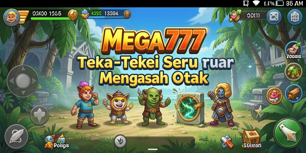 Tampilan gameplay MEGA777 yang seru dan penuh warna.