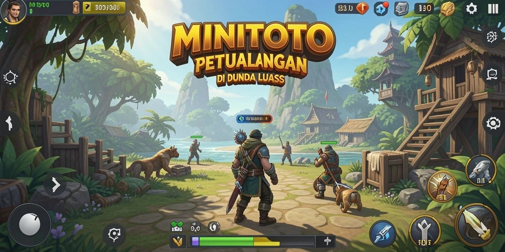 Screenshot gameplay MINITOTO menunjukkan dunia yang luas dan detail yang menakjubkan.