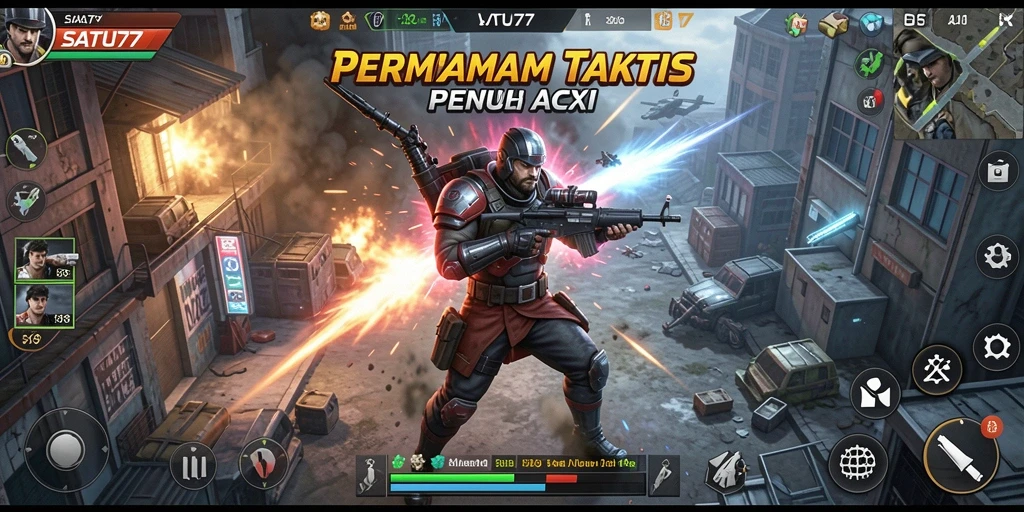 Tampilan gameplay menegangkan dari SATU77 dengan aksi taktis yang mendebarkan.