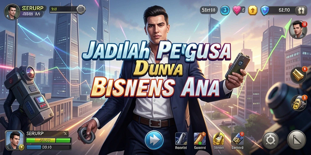 Tampilan gameplay SERURP yang menampilkan aksi bisnis yang intens.