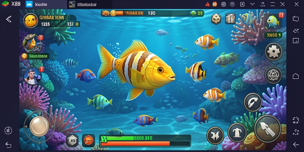 Screenshot gameplay X88 menampilkan momen seru menangkap ikan.